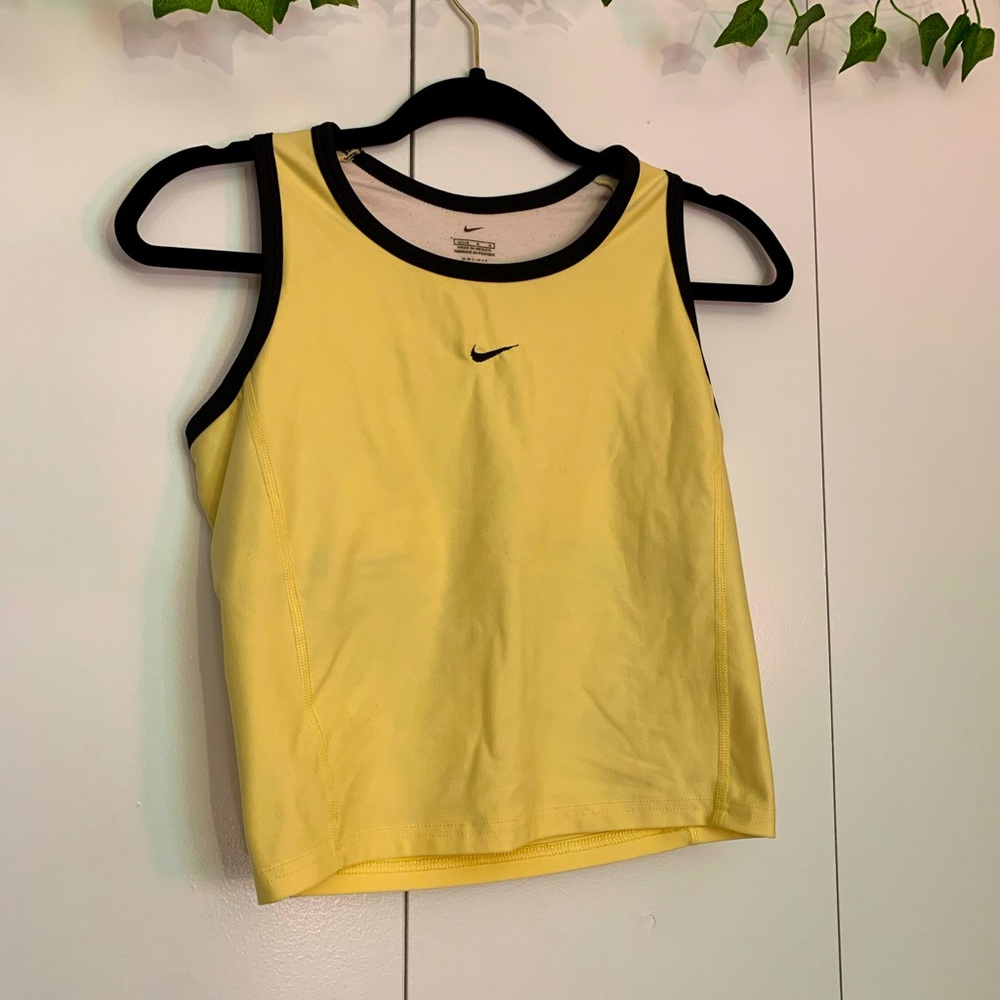 Vintage Nike yellow dri-fit cropped tank top with bra high support